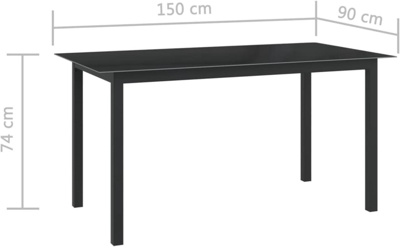Alt view image 8 of 13 - vidaXL Patio Table Outdoor Dining Table with Glass Top Black Aluminum and Glass