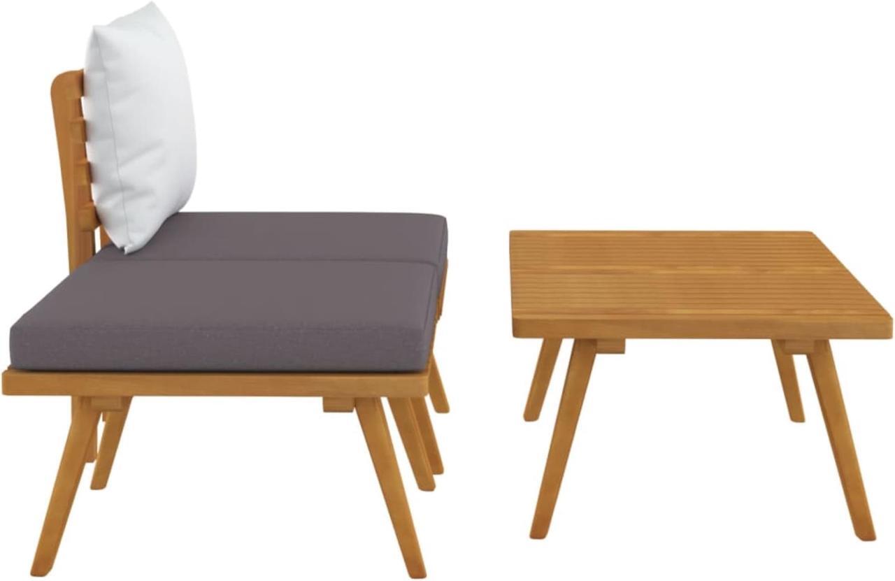 Alt view image 4 of 18 - vidaXL 3 Piece Patio Lounge Set with Cushions Solid Acacia Wood