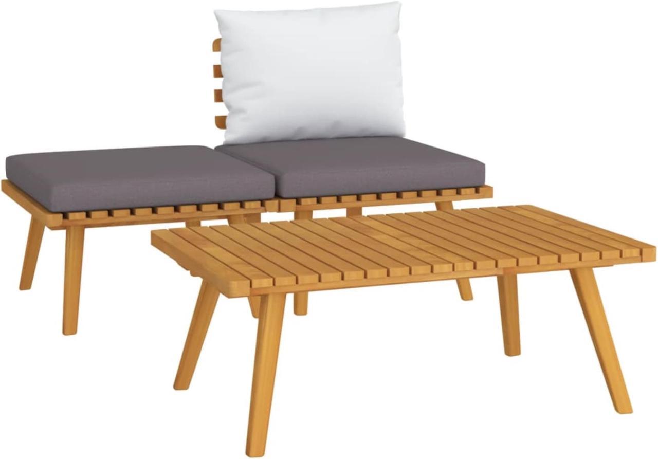 Alt view image 2 of 18 - vidaXL 3 Piece Patio Lounge Set with Cushions Solid Acacia Wood