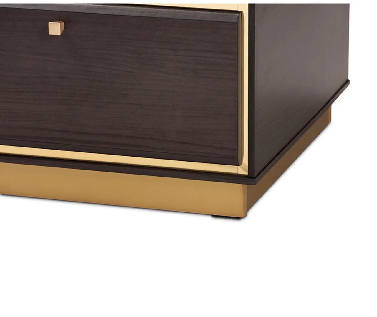 Alt view image 13 of 20 - Baxton Studio Cormac Mid-Century Modern Transitional Dark Brown Finished Wood and Gold Metal 2-Drawer Coffee Table