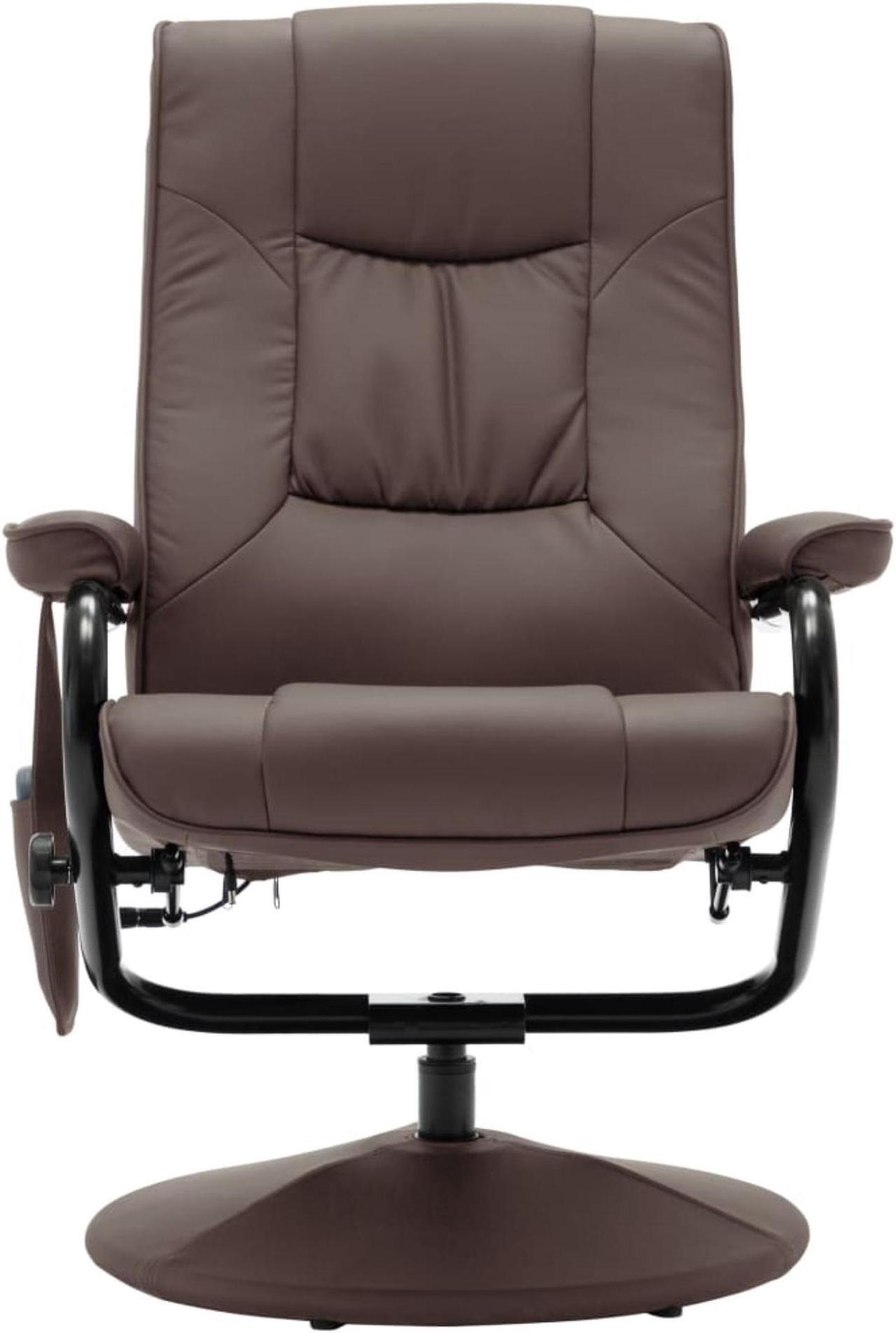 Alt view image 10 of 18 - vidaXL Massage Chair with Foot Stool Brown Faux Leather Living Room Furniture