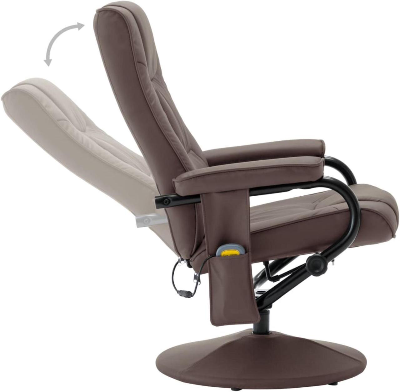 Alt view image 11 of 18 - vidaXL Massage Chair with Foot Stool Brown Faux Leather Living Room Furniture