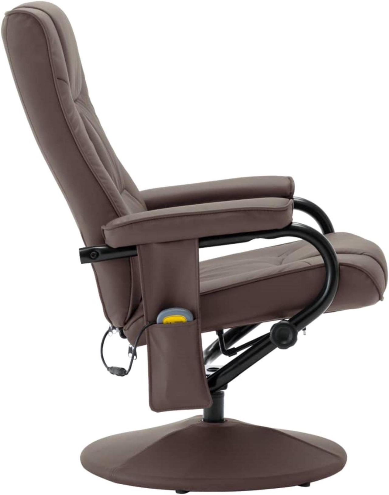 Alt view image 12 of 18 - vidaXL Massage Chair with Foot Stool Brown Faux Leather Living Room Furniture