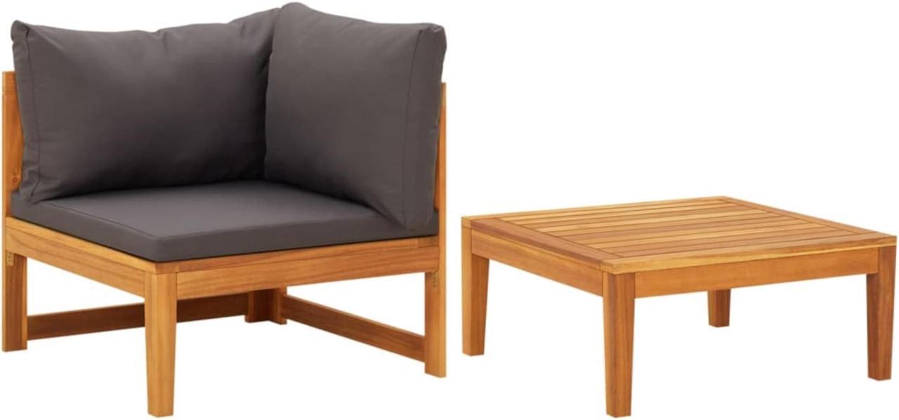 Main image of vidaXL 2 Piece Patio Lounge Set with Dark Gray Cushions Acacia Wood