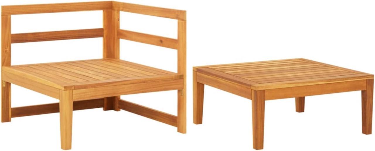 Alt view image 3 of 16 - vidaXL 2 Piece Patio Lounge Set with Dark Gray Cushions Acacia Wood