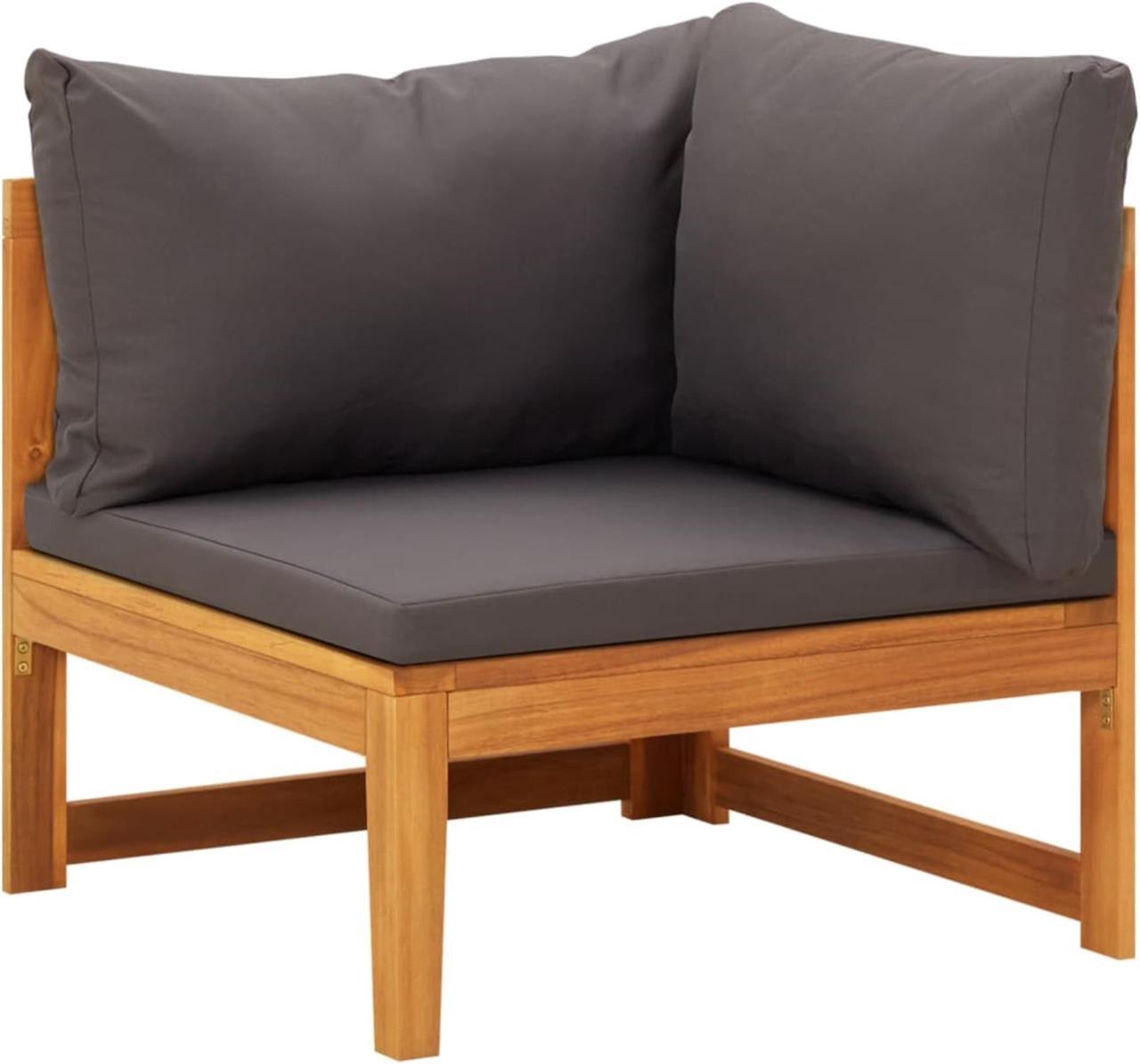Alt view image 4 of 16 - vidaXL 2 Piece Patio Lounge Set with Dark Gray Cushions Acacia Wood