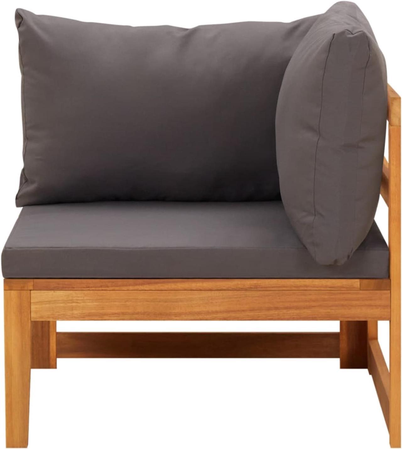 Alt view image 5 of 16 - vidaXL 2 Piece Patio Lounge Set with Dark Gray Cushions Acacia Wood