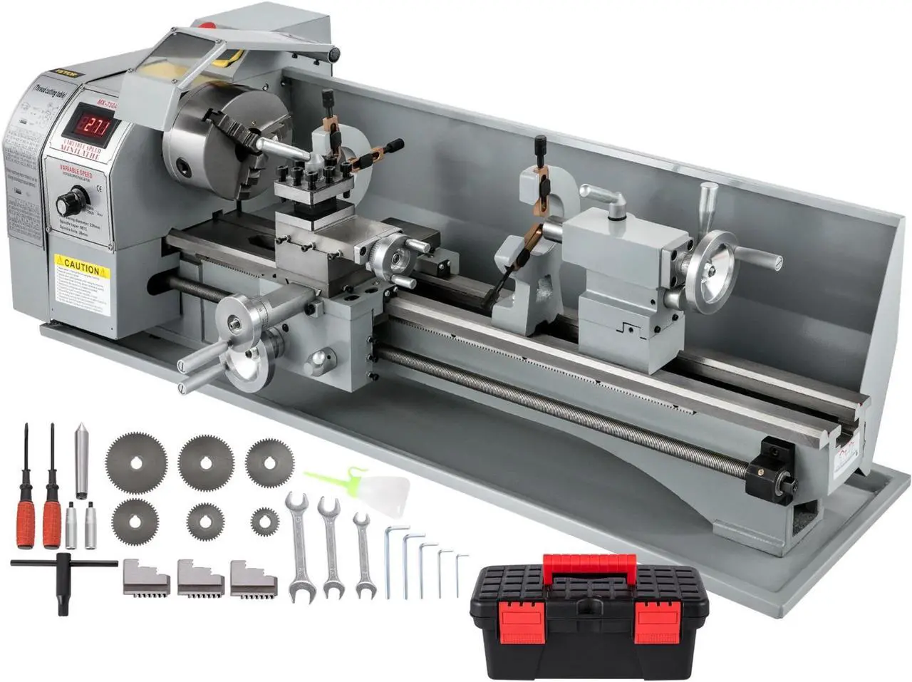 Main image of VEVOR Mini Metal Lathe Bench Top 8.7"x29.5" 750W for Turning 2250 RPM Metal Gear