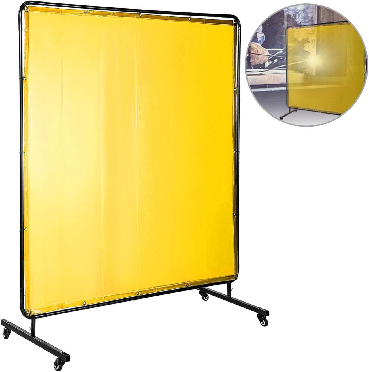 Main image of Welding Curtain Welding Screens 6' x 6' Flame Retardant Vinyl with Frame Yellow