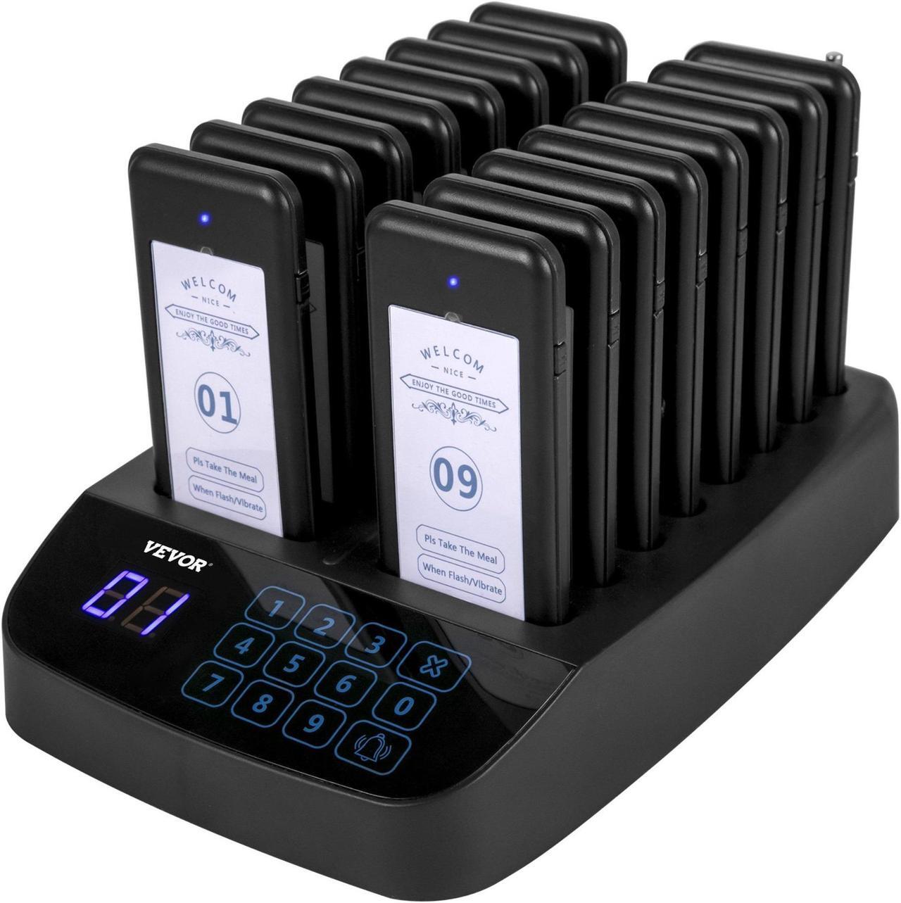 Main image of VEVOR Restaurant Wireless Guest Paging System 16 Beepers Queuing Calling Pagers