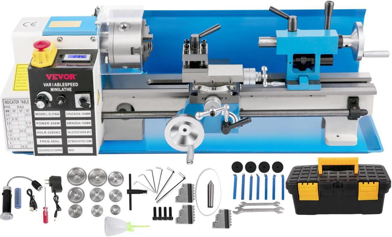Main image of VEVOR Mini Metal Lathe 7"x14" Metalworking Woodworking Gears Milling 2250RPM