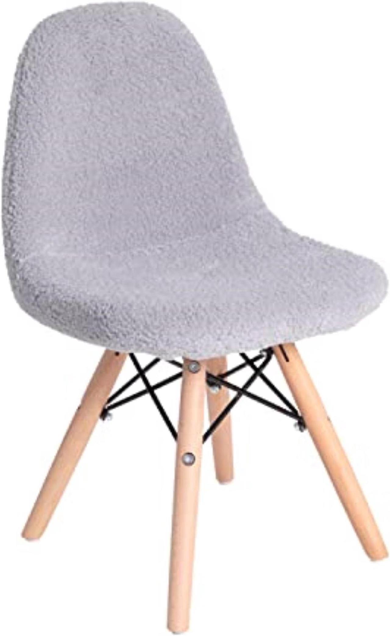Alt view image 2 of 19 - Zula Kid's Modern Padded Armless Faux Sherpa Accent Chairs with Beechwood Legs in Gray