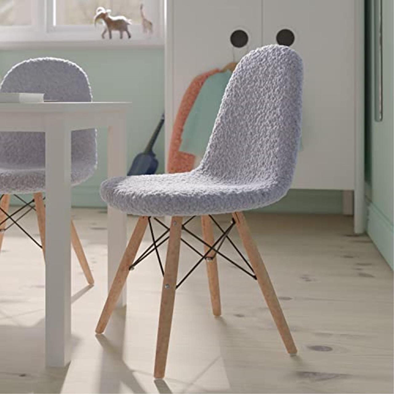 Main image of Zula Kid's Modern Padded Armless Faux Sherpa Accent Chairs with Beechwood Legs in Gray