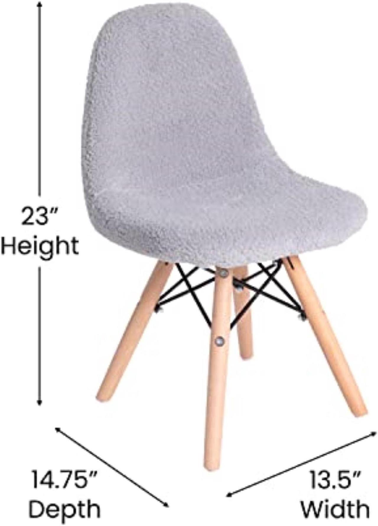 Alt view image 5 of 19 - Zula Kid's Modern Padded Armless Faux Sherpa Accent Chairs with Beechwood Legs in Gray