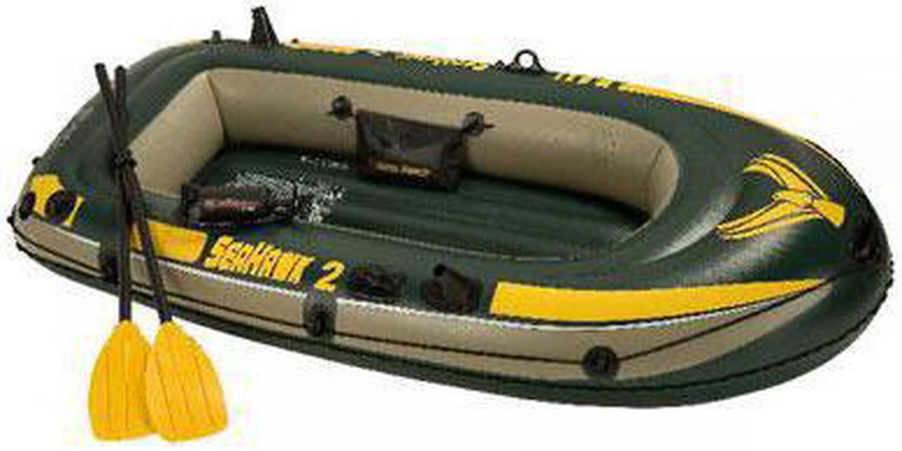 Alt view image 6 of 10 - Intex Seahawk 2 Inflatable 2 Person Floating Boat Raft Set with Oars & Air Pump