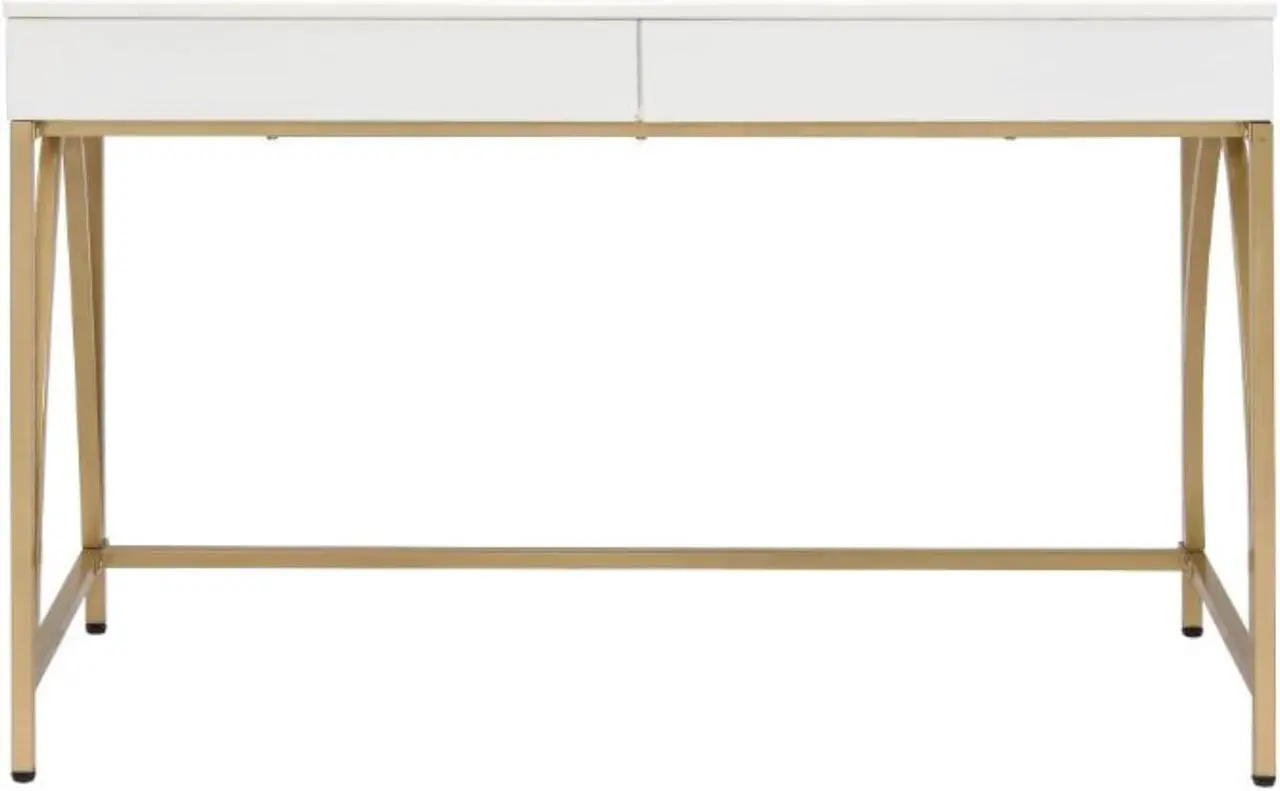 Alt view image 2 of 6 - Desk, White High Gloss & Gold