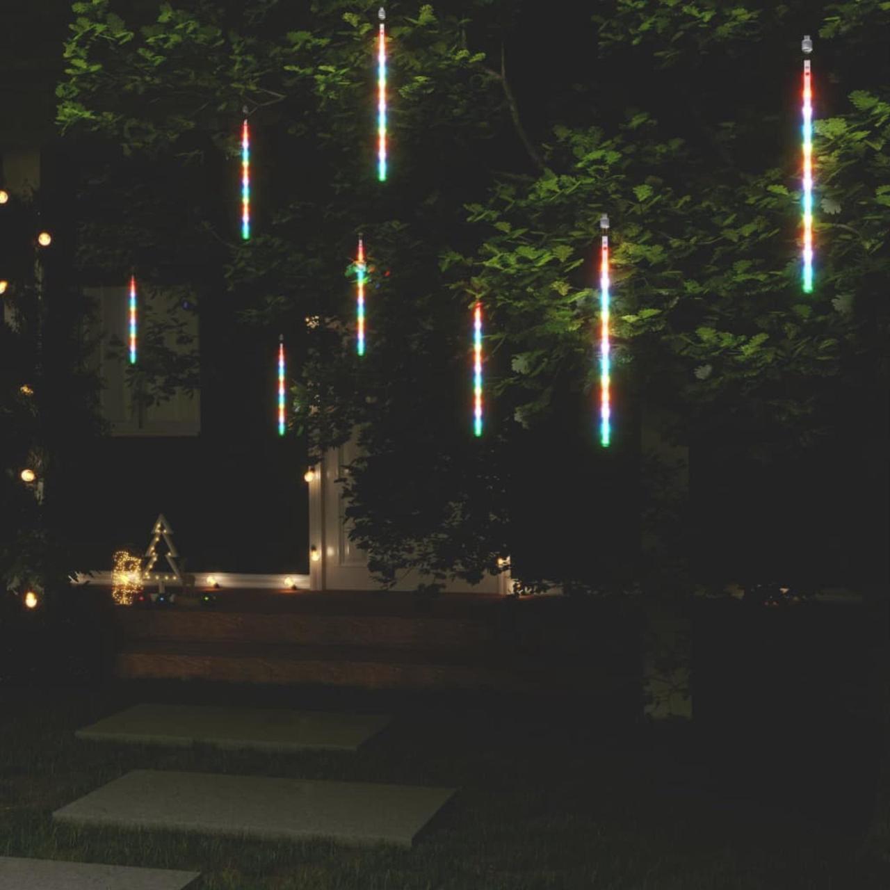 Alt view image 9 of 12 - vidaXL Meteor Lights Falling Rain Lights Cascading Christmas Lights 8 Pcs
