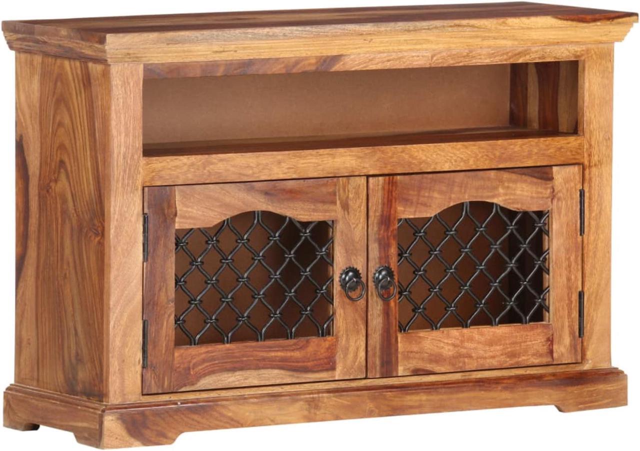 Alt view image 4 of 18 - vidaXL TV Cabinet Light Brown Solid Acacia Wood 35.4 x 11.8 x 23.6 in