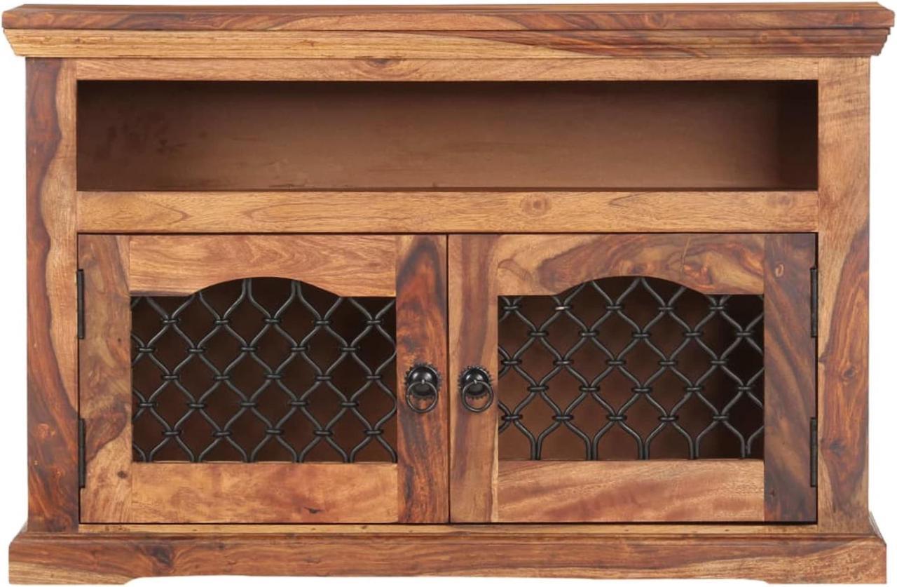 Alt view image 5 of 18 - vidaXL TV Cabinet Light Brown Solid Acacia Wood 35.4 x 11.8 x 23.6 in