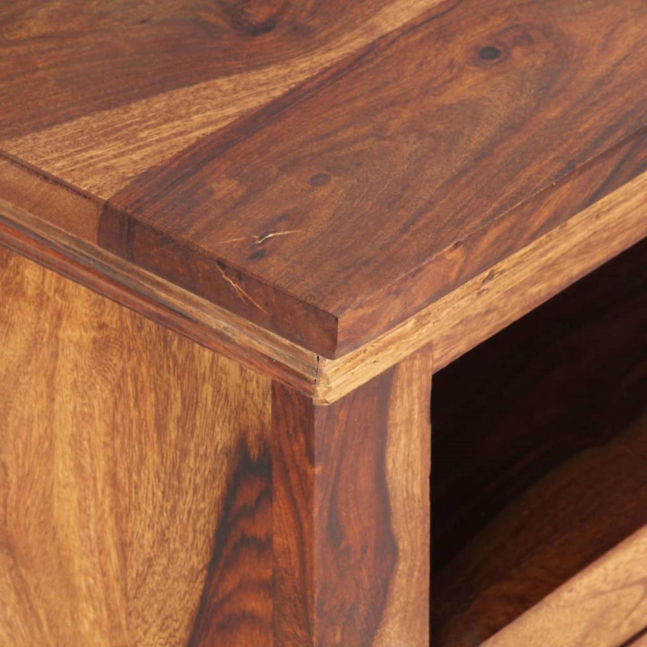 Alt view image 7 of 18 - vidaXL TV Cabinet Light Brown Solid Acacia Wood 35.4 x 11.8 x 23.6 in