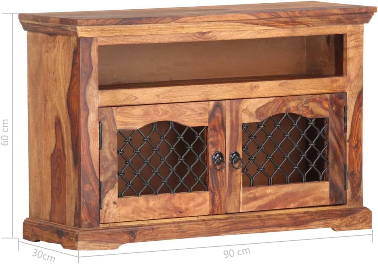 Alt view image 9 of 18 - vidaXL TV Cabinet Light Brown Solid Acacia Wood 35.4 x 11.8 x 23.6 in