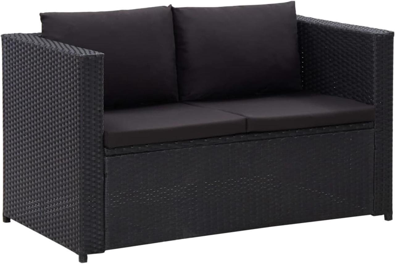 Alt view image 3 of 11 - vidaXL 3 Piece Patio Lounge Set with Cushions Poly Rattan Black