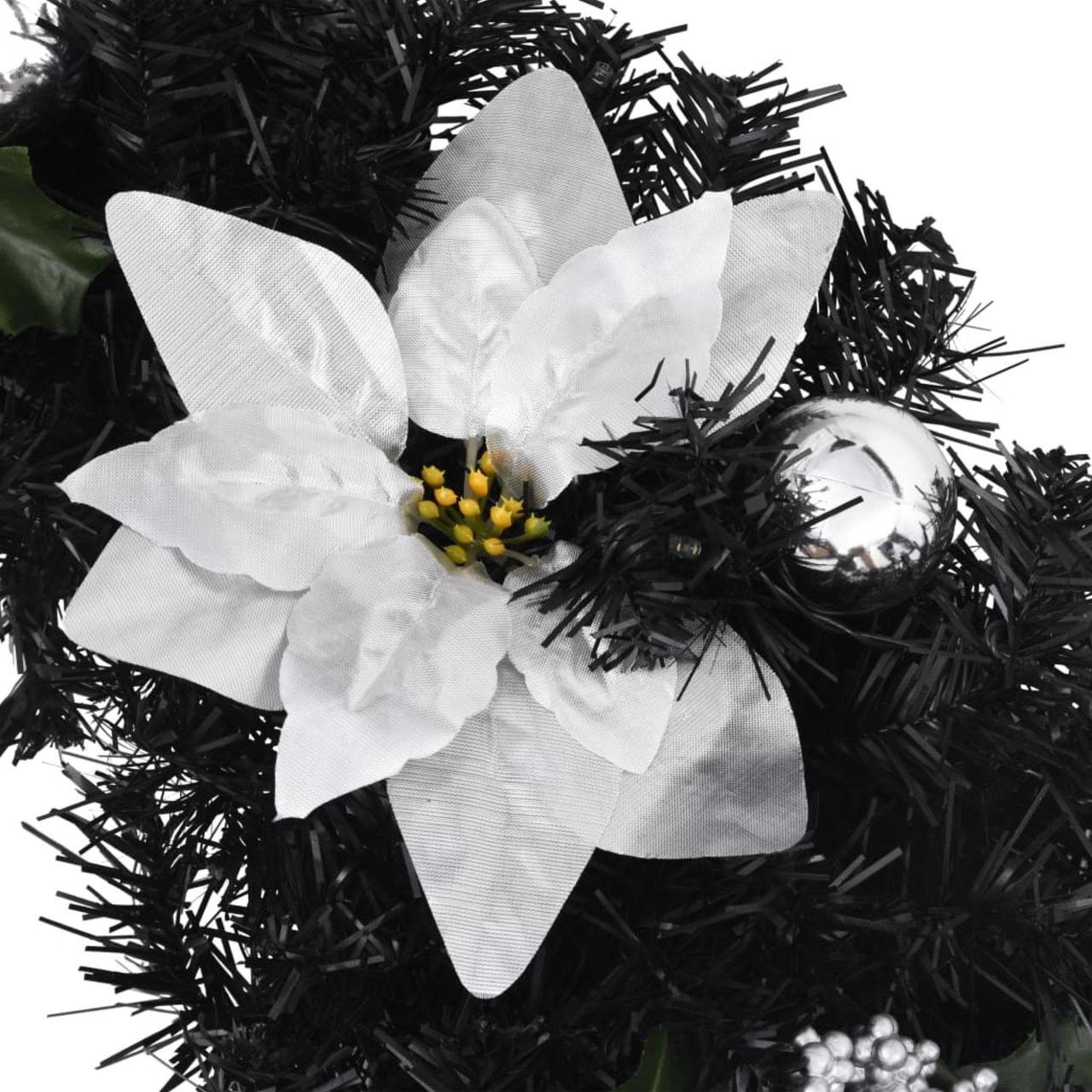 Alt view image 4 of 14 - vidaXL Christmas Wreath with LED Lights Black 23.6" PVC