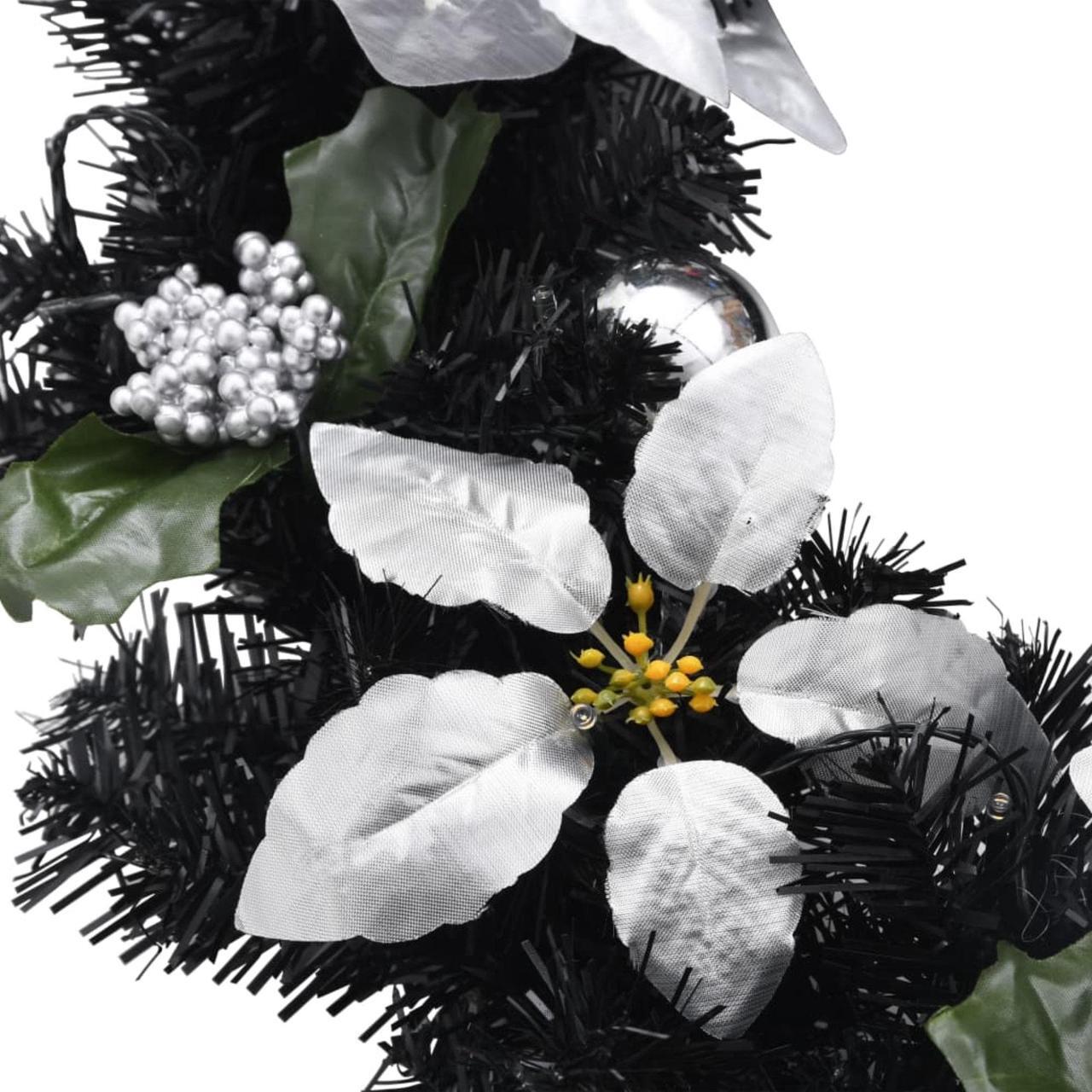 Alt view image 5 of 14 - vidaXL Christmas Wreath with LED Lights Black 23.6" PVC