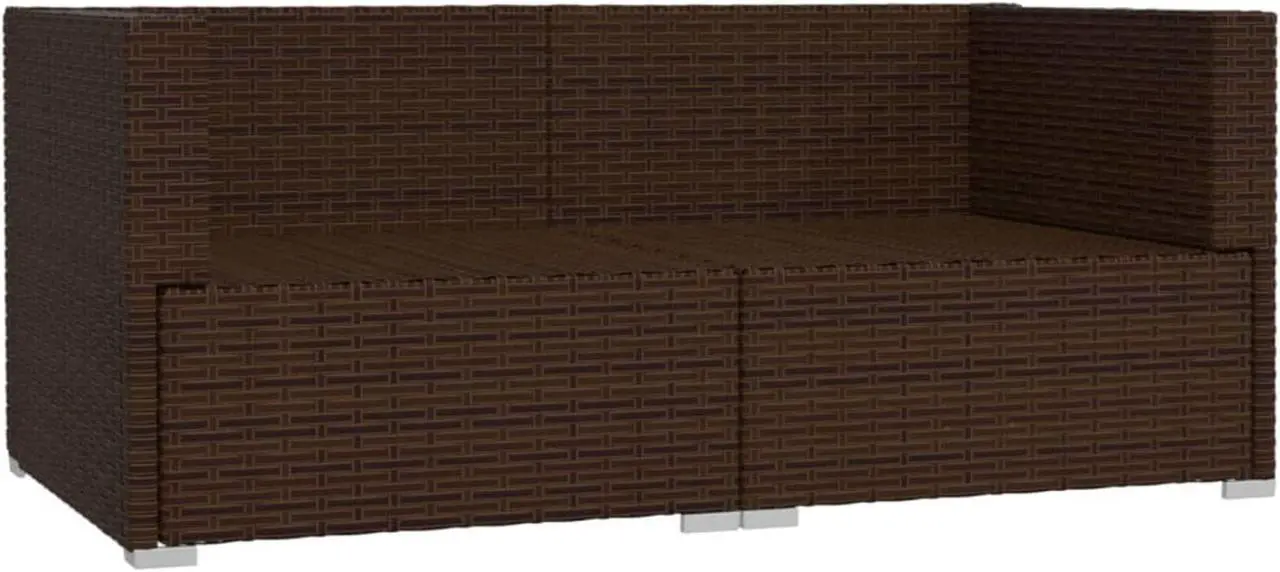 Alt view image 2 of 8 - vidaXL 2-Seater Sofa with Cushions Brown Poly Rattan