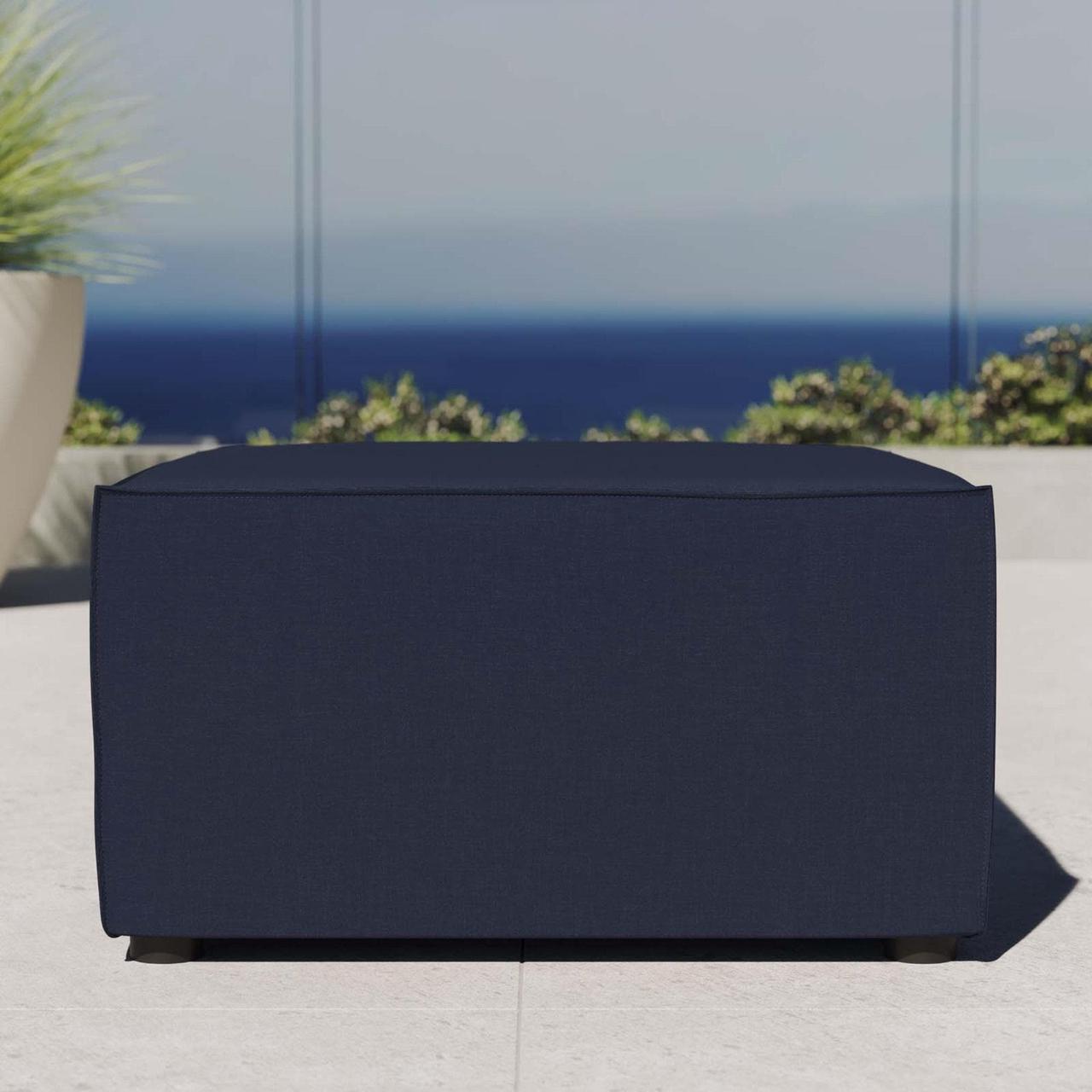Alt view image 6 of 6 - Saybrook Outdoor Patio Upholstered Sectional Sofa Ottoman Navy