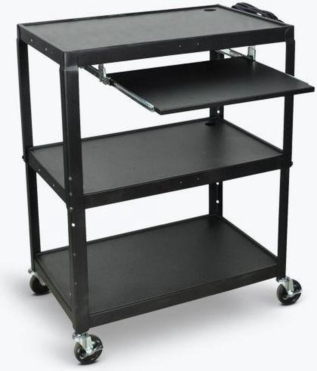 Alt view image 13 of 13 - Luxor Adjustable Steel A/V Cart with Keyboard Shelf