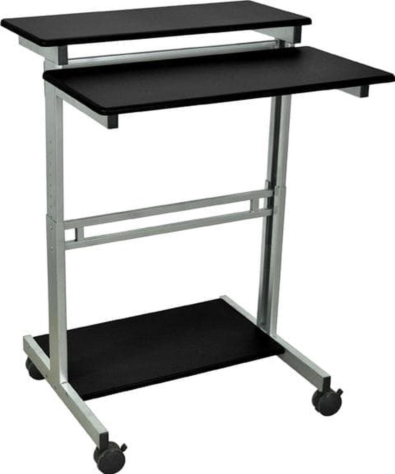 Alt view image 10 of 12 - Luxor 31.5"W Mobile Computer Workstation Cart Desk with Keyboard Tray (Grey/Black)