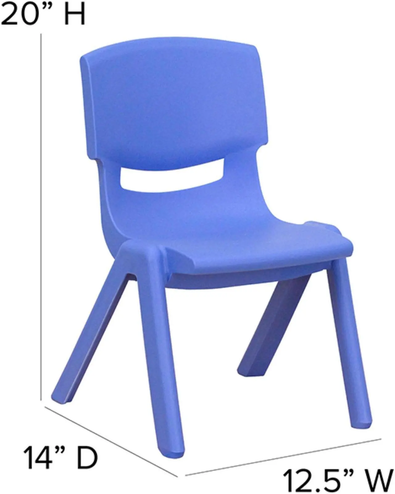 Alt view image 11 of 18 - 4 Pack Plastic Stackable School Chairs with 10.5" Seat Height, Assorted Colors