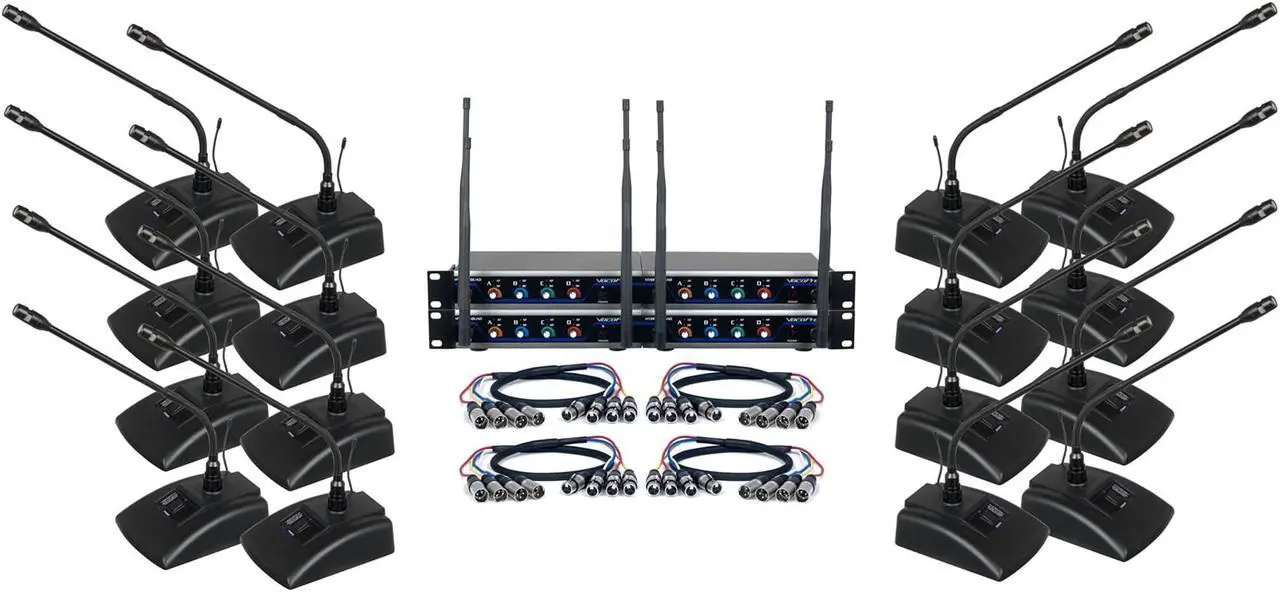 Alt view image 6 of 6 - VocoPro Digital-Conference-12 Sixteen Channel UHF Wireless Conference Microphone System