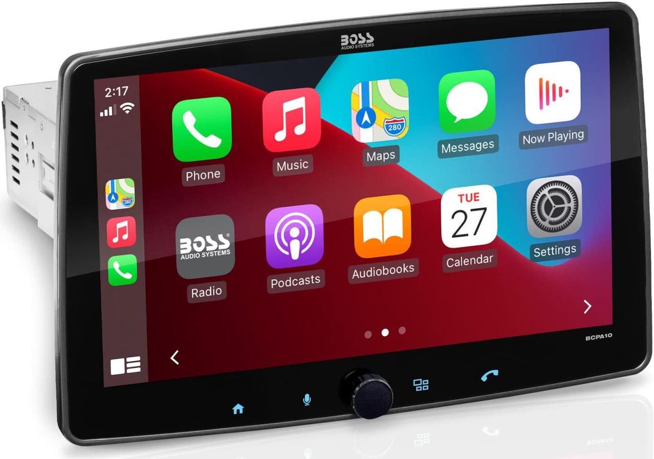 Alt view image 2 of 9 - BOSS BCPA10 1-DIN 10.1" Monitor Car Stereo Apple Carplay Android Auto Bluetooth