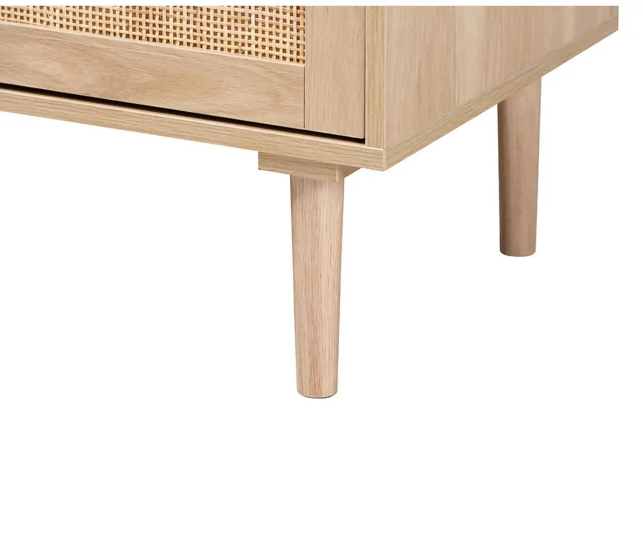 Alt view image 13 of 20 - Baxton Studio Harrison Mid-Century Modern Natural Brown Finished Wood and Natural Rattan 3-Drawer Sideboard