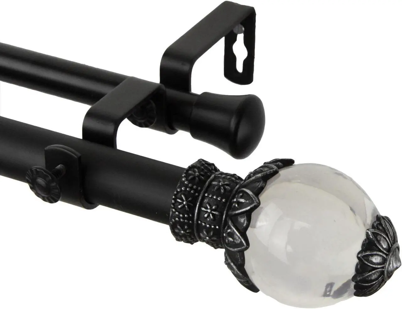 Main image of Ray Double Curtain Rod 1" OD 120-170 inch  - Black