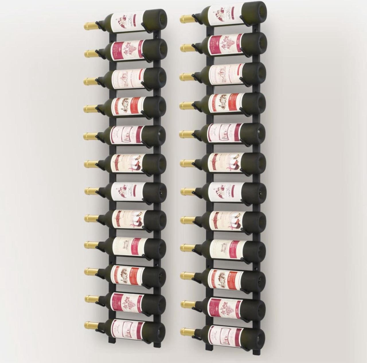 Alt view image 5 of 15 - vidaXL Wall Mounted Wine Racks for 12 Bottles 2 pcs Black Iron