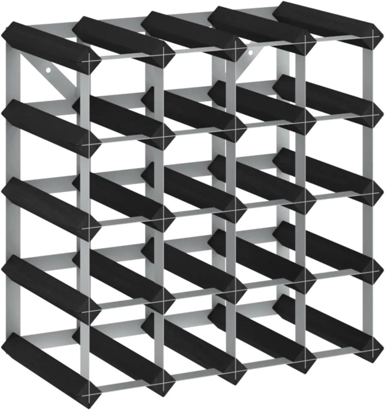 Alt view image 2 of 12 - vidaXL Wine Rack for 20 Bottles Black Solid Pine Wood