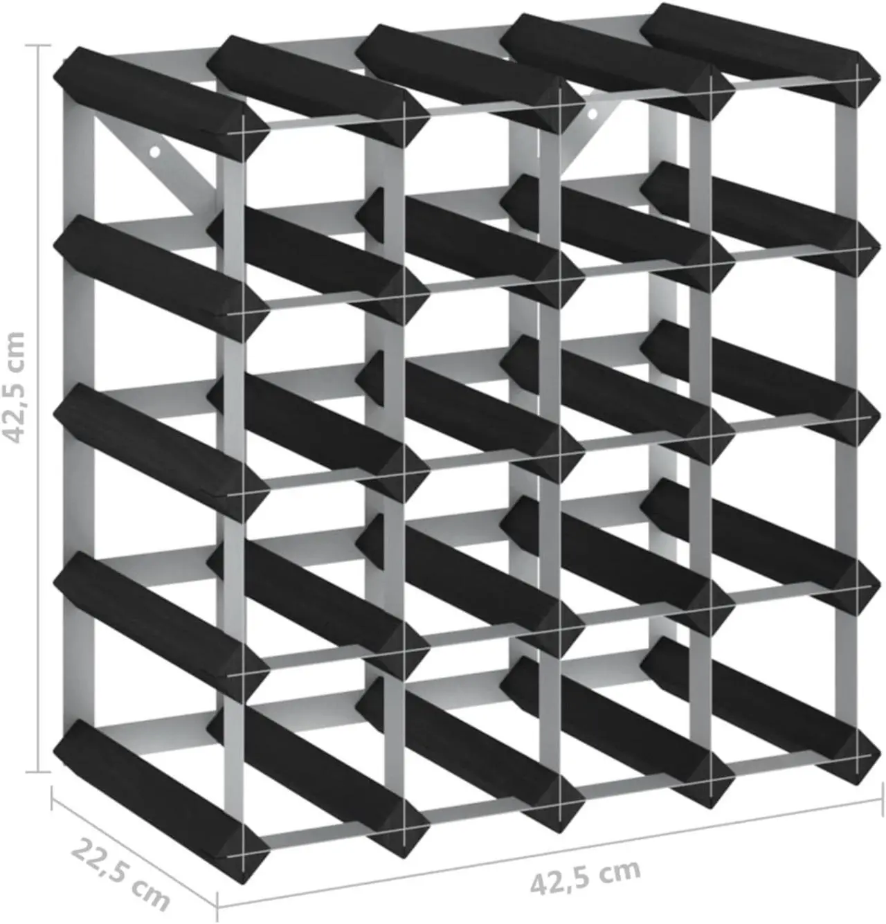 Alt view image 5 of 12 - vidaXL Wine Rack for 20 Bottles Black Solid Pine Wood