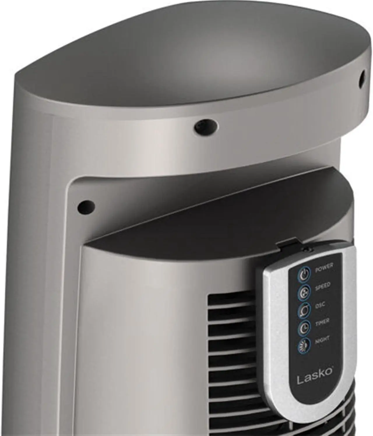 Alt view image 12 of 15 - Lasko 43" Wind Curve Nighttime Setting Tower Fan with Remote Control, Silverwood