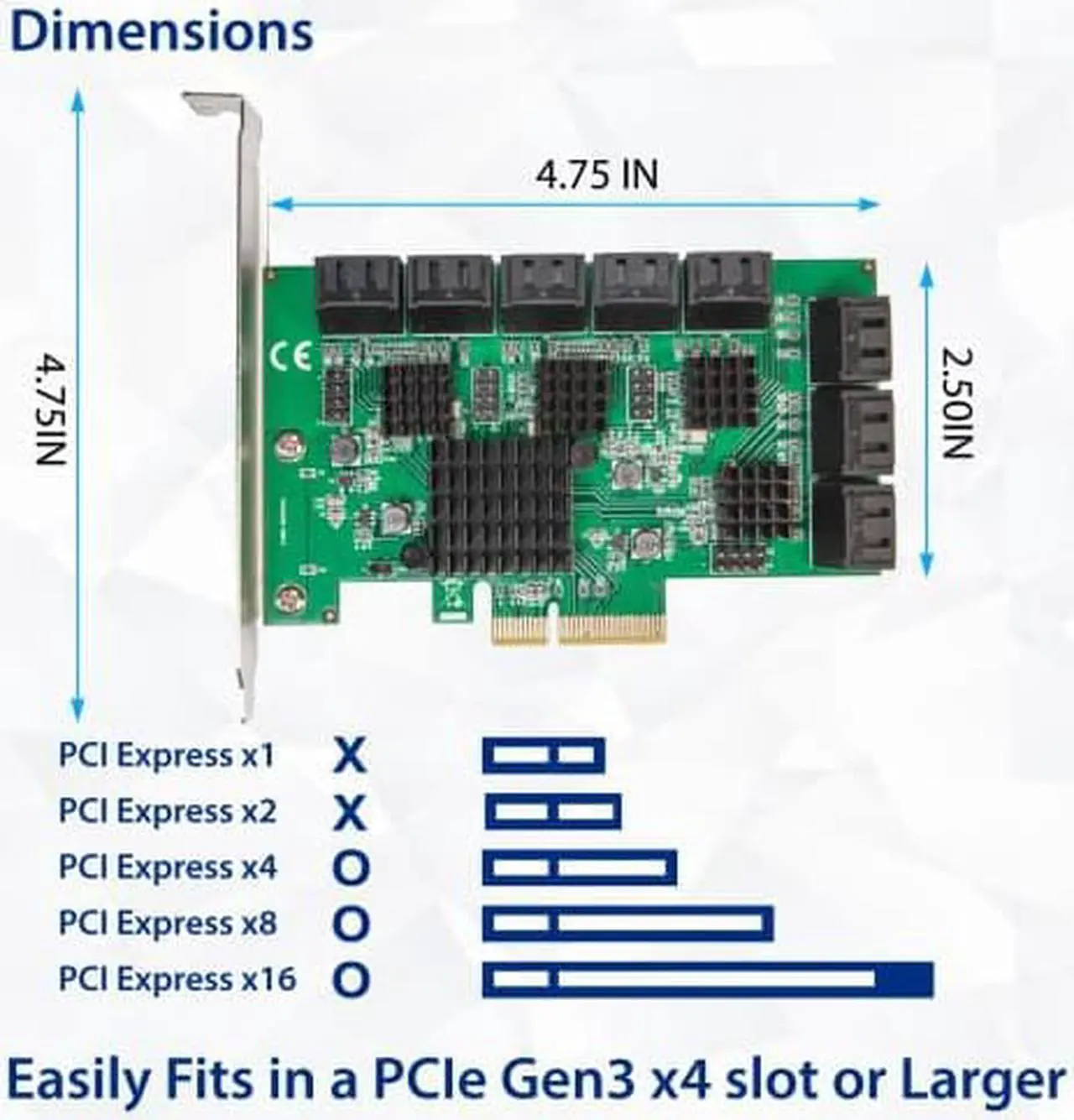 Alt view image 10 of 11 - 16 Port SATA III PCIe x4 (x2 Bandwidth) NON-RAID Expansion Card