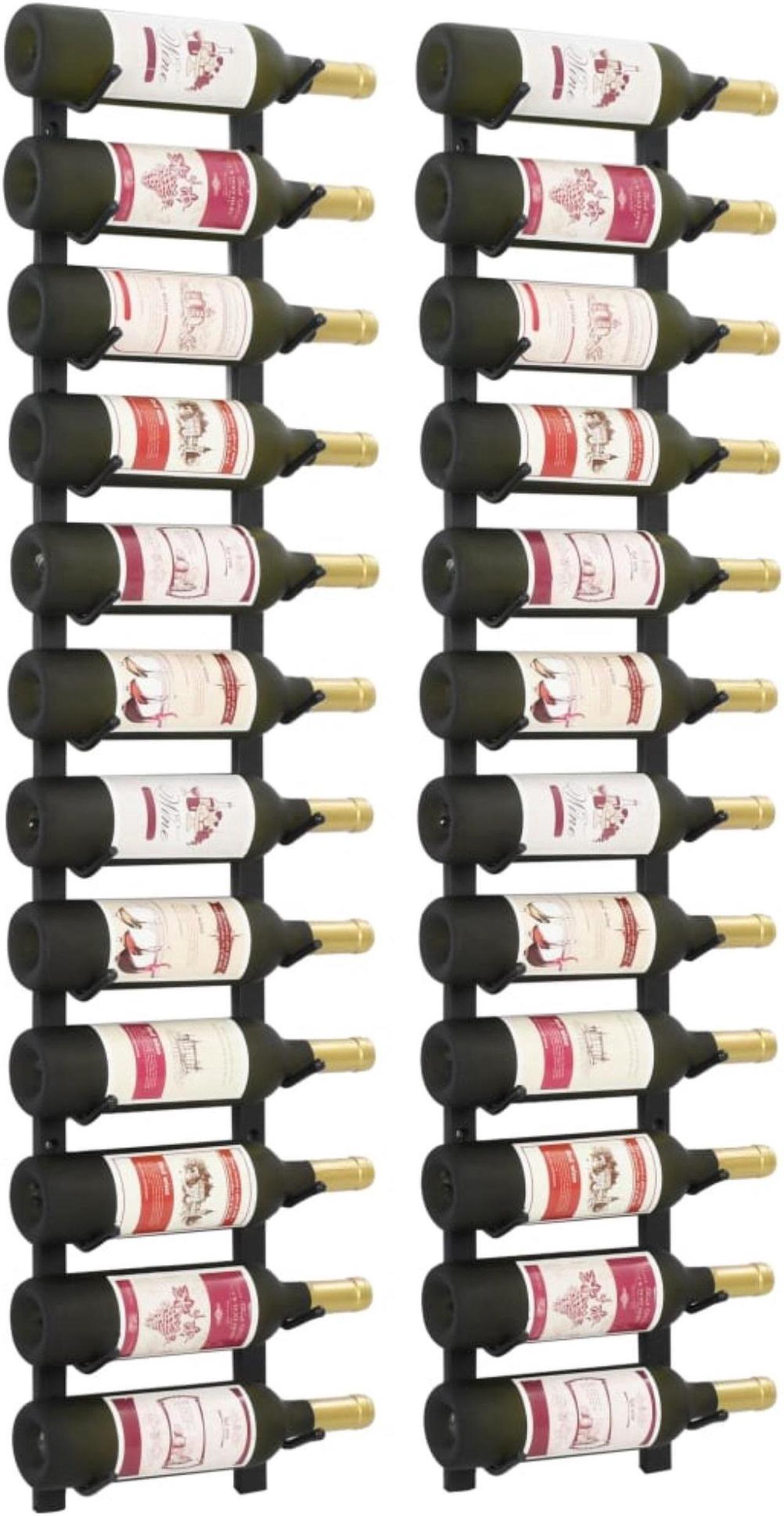 Main image of vidaXL Wall Mounted Wine Racks for 12 Bottles 2 pcs Black Iron