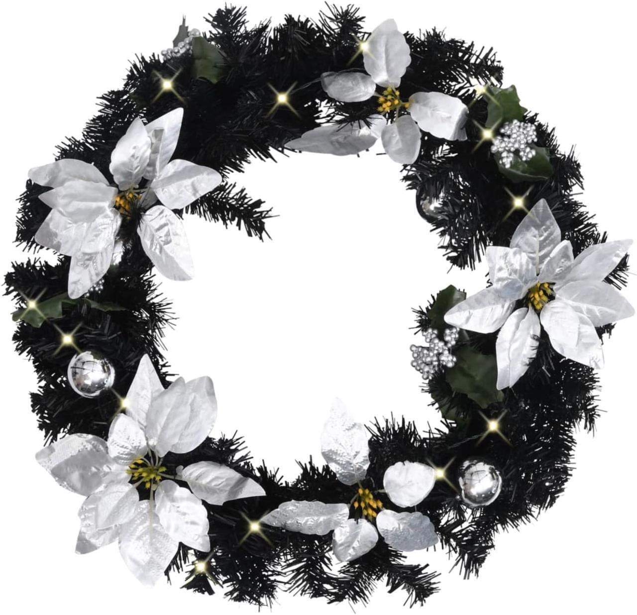 Main image of vidaXL Christmas Wreath with LED Lights Black 23.6" PVC