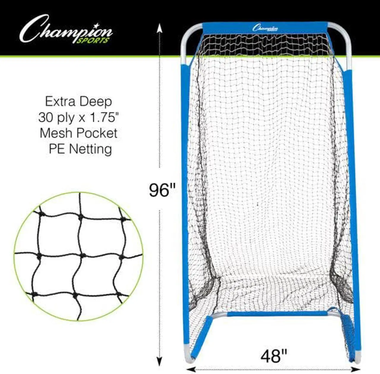 Alt view image 10 of 13 - Champion Sports FKPRO Football Kicking Screen - 96" x 48" - 1.5" diameter Frame