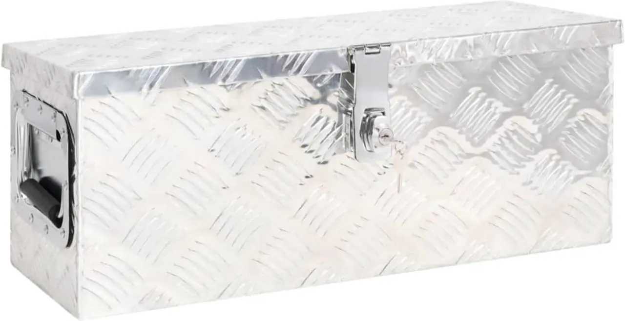 Alt view image 6 of 9 - vidaXL Storage Box Silver 23.6"x9.3"x9.1" Aluminum