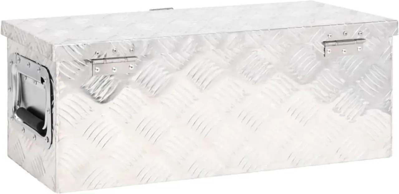Alt view image 9 of 9 - vidaXL Storage Box Silver 23.6"x9.3"x9.1" Aluminum