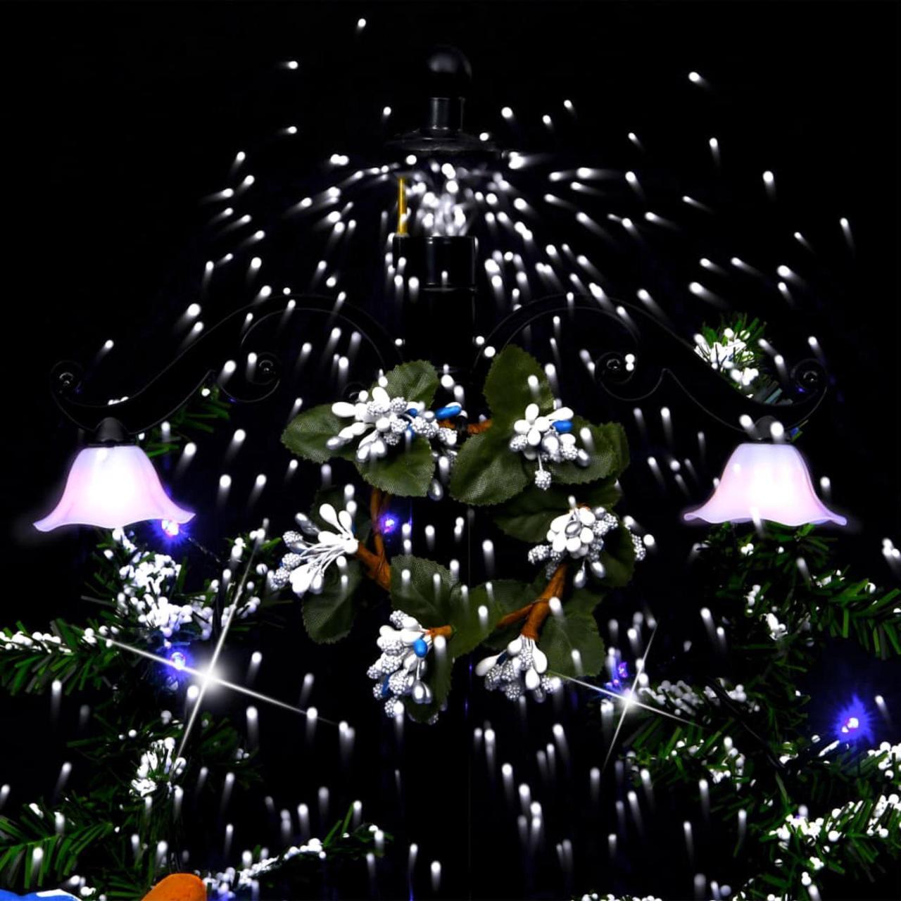 Alt view image 14 of 14 - vidaXL Snowing Christmas Tree Artificial Xmas Tree with Umbrella Base Blue PVC