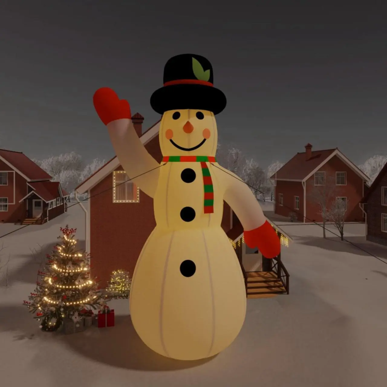 Alt view image 5 of 14 - vidaXL Christmas Inflatable Snowman with LEDs 393.7"