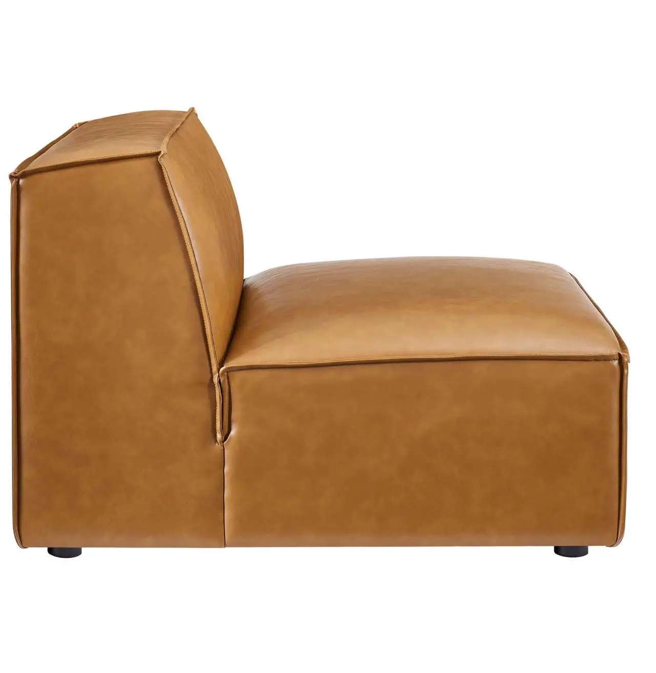 Alt view image 2 of 6 - Restore Vegan Leather Sectional Sofa Armless Chair Tan